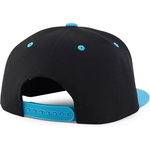 imageTrendy Apparel Shop Infant to Youth Plain Structured Flatbill Snapback CapBlack Teal
