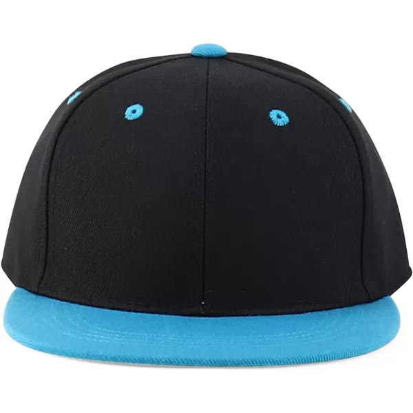 imageTrendy Apparel Shop Infant to Youth Plain Structured Flatbill Snapback CapBlack Teal