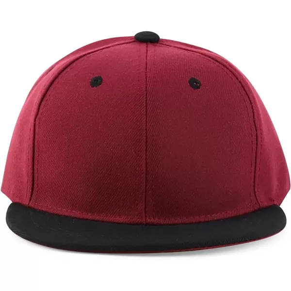 imageTrendy Apparel Shop Infant to Youth Plain Structured Flatbill Snapback CapBurgundy Black