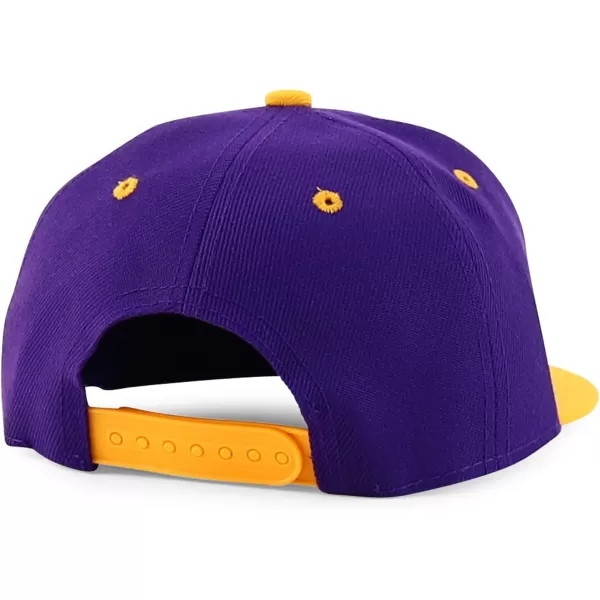 imageTrendy Apparel Shop Infant to Youth Plain Structured Flatbill Snapback CapPurple Yellow