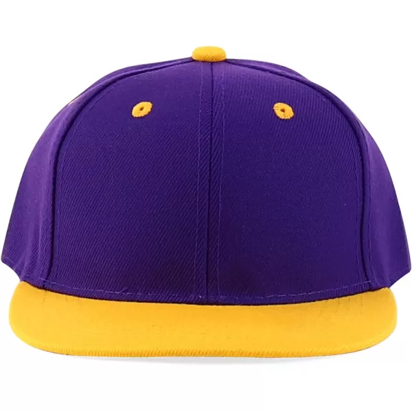 imageTrendy Apparel Shop Infant to Youth Plain Structured Flatbill Snapback CapPurple Yellow