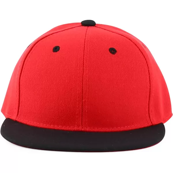 imageTrendy Apparel Shop Infant to Youth Plain Structured Flatbill Snapback CapRed Black
