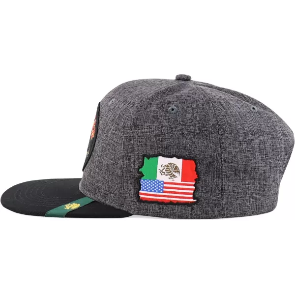 imageTrendy Apparel Shop Mexican American Embroidered Flatbill Snapback CapCharcoal Black