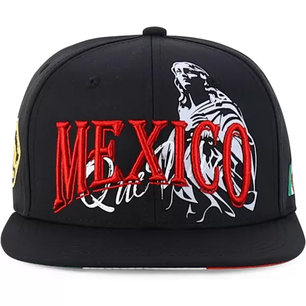 imageTrendy Apparel Shop Mexico Guadalupe Embroidered Flat Bill Snapback CapBlack Black 2