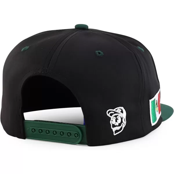 imageTrendy Apparel Shop Mexico Guadalupe Embroidered Flat Bill Snapback CapBlack Darkgreen