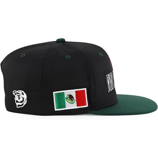 imageTrendy Apparel Shop Mexico Guadalupe Embroidered Flat Bill Snapback CapBlack Darkgreen
