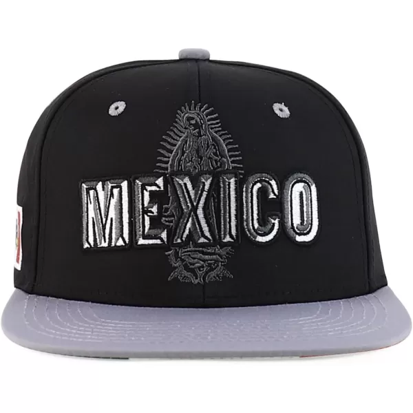 imageTrendy Apparel Shop Mexico Guadalupe Embroidered Flat Bill Snapback CapBlack Grey