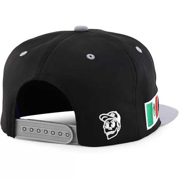 imageTrendy Apparel Shop Mexico Guadalupe Embroidered Flat Bill Snapback CapBlack Grey