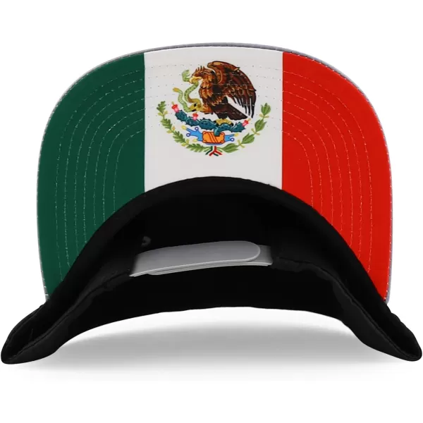 imageTrendy Apparel Shop Mexico Guadalupe Embroidered Flat Bill Snapback CapBlack Grey