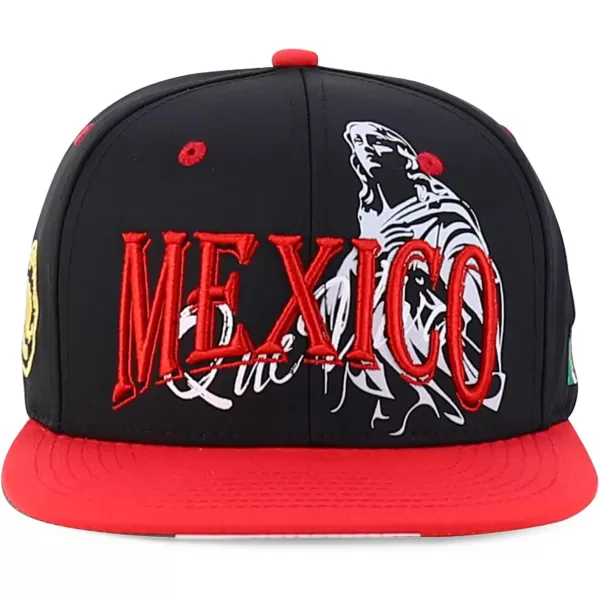 imageTrendy Apparel Shop Mexico Guadalupe Embroidered Flat Bill Snapback CapBlack Red 2