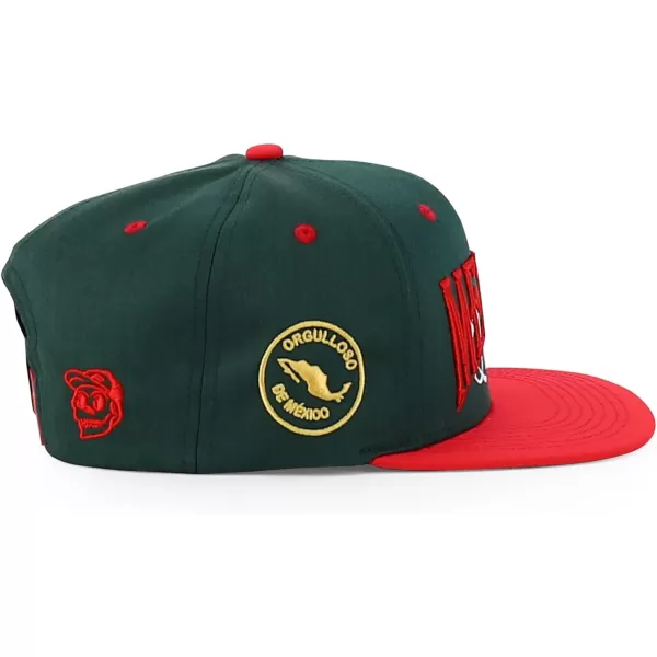 imageTrendy Apparel Shop Mexico Guadalupe Embroidered Flat Bill Snapback CapDark Green Red 2