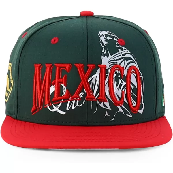 imageTrendy Apparel Shop Mexico Guadalupe Embroidered Flat Bill Snapback CapDark Green Red 2