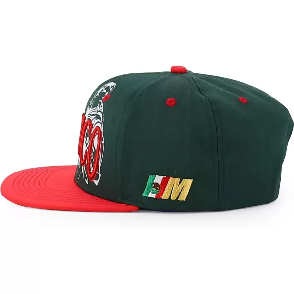 imageTrendy Apparel Shop Mexico Guadalupe Embroidered Flat Bill Snapback CapDark Green Red 2