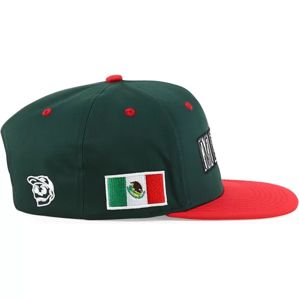 imageTrendy Apparel Shop Mexico Guadalupe Embroidered Flat Bill Snapback CapDarkgreen Red
