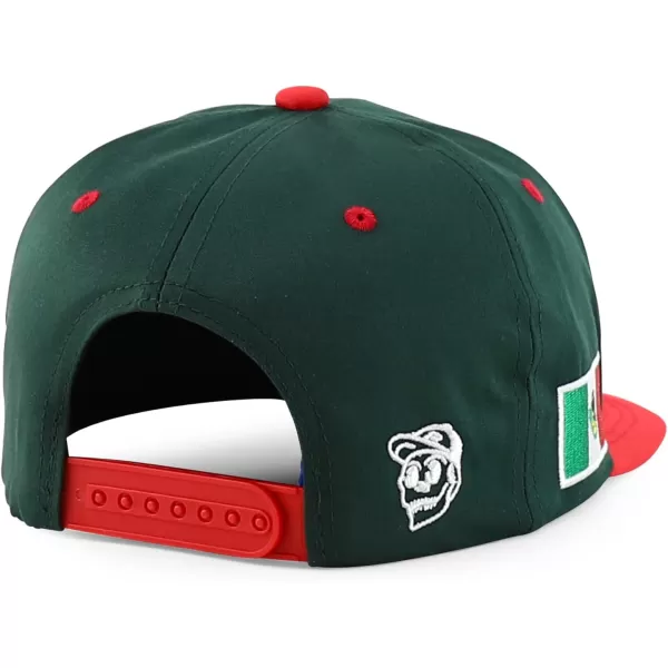 imageTrendy Apparel Shop Mexico Guadalupe Embroidered Flat Bill Snapback CapDarkgreen Red