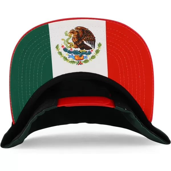 imageTrendy Apparel Shop Mexico Guadalupe Embroidered Flat Bill Snapback CapDarkgreen Red