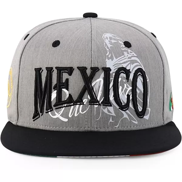imageTrendy Apparel Shop Mexico Guadalupe Embroidered Flat Bill Snapback CapHgrey Black 2