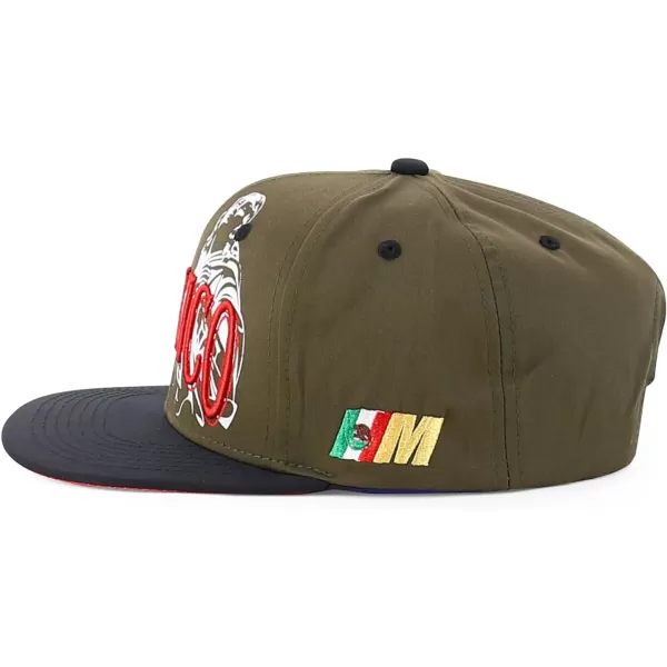 imageTrendy Apparel Shop Mexico Guadalupe Embroidered Flat Bill Snapback CapOlive Black 2