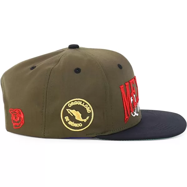 imageTrendy Apparel Shop Mexico Guadalupe Embroidered Flat Bill Snapback CapOlive Black 2