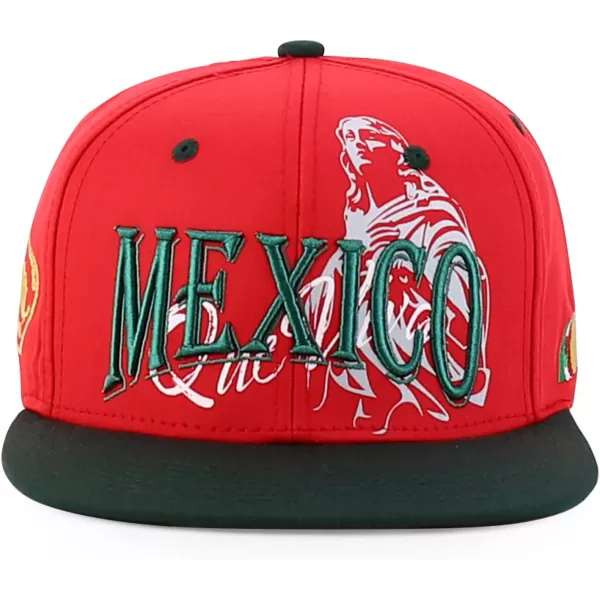 imageTrendy Apparel Shop Mexico Guadalupe Embroidered Flat Bill Snapback CapRed Dark Green 2