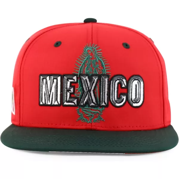 imageTrendy Apparel Shop Mexico Guadalupe Embroidered Flat Bill Snapback CapRed Darkgreen
