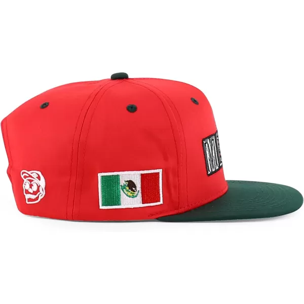 imageTrendy Apparel Shop Mexico Guadalupe Embroidered Flat Bill Snapback CapRed Darkgreen
