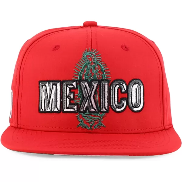 imageTrendy Apparel Shop Mexico Guadalupe Embroidered Flat Bill Snapback CapRed Red