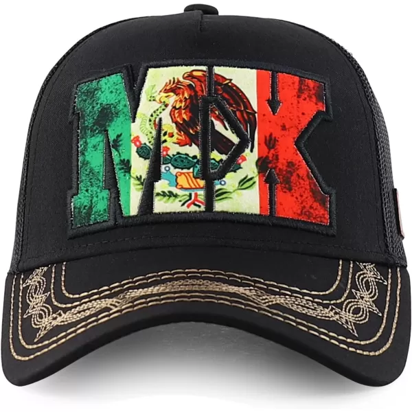 imageTrendy Apparel Shop Mexico Independence Eagle Snake Trucker Snapback Ball CapBlack Black 2