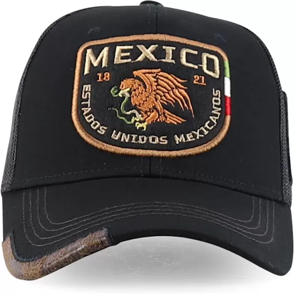 imageTrendy Apparel Shop Mexico Independence Eagle Snake Trucker Snapback Ball CapBlack Black 4