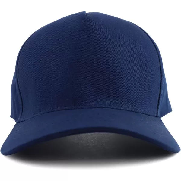imageTrendy Apparel Shop Oversized Big 5 Panel Cotton Structured Baseball CapNavy