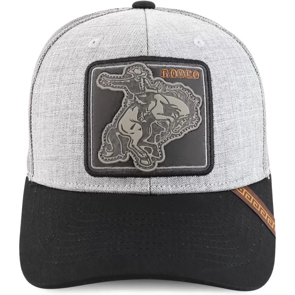 imageTrendy Apparel Shop Rodeo Patch Structured Curved Bill Mesh Snapback Baseball CapHgrey Black