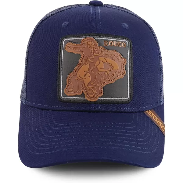 imageTrendy Apparel Shop Rodeo Patch Structured Curved Bill Mesh Snapback Baseball CapNavy Navy