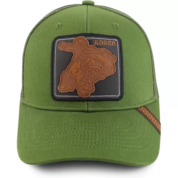 imageTrendy Apparel Shop Rodeo Patch Structured Curved Bill Mesh Snapback Baseball CapOlive Olive