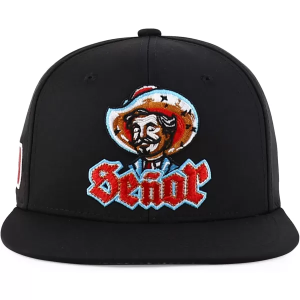 imageTrendy Apparel Shop Senor Embroidered 6 Panel Structured Flatbill Snapback CapBlack Black