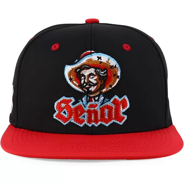 imageTrendy Apparel Shop Senor Embroidered 6 Panel Structured Flatbill Snapback CapBlack Red