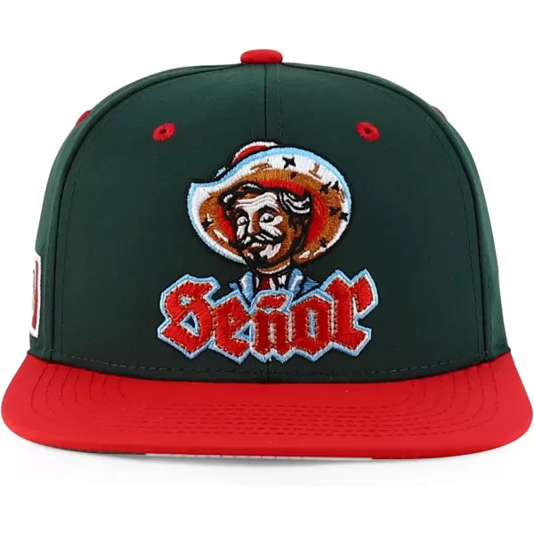 imageTrendy Apparel Shop Senor Embroidered 6 Panel Structured Flatbill Snapback CapDarkgreen Red
