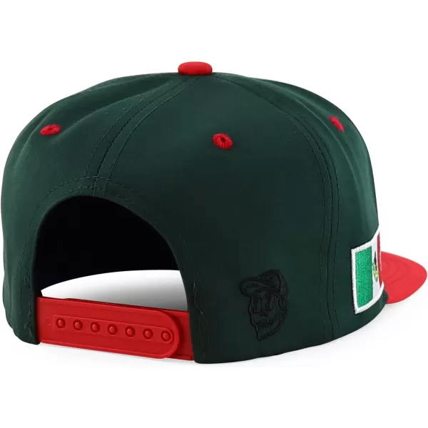 imageTrendy Apparel Shop Senor Embroidered 6 Panel Structured Flatbill Snapback CapDarkgreen Red