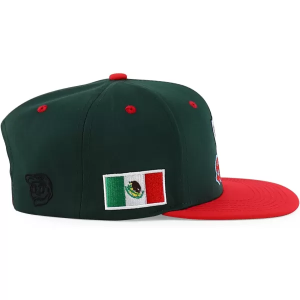 imageTrendy Apparel Shop Senor Embroidered 6 Panel Structured Flatbill Snapback CapDarkgreen Red