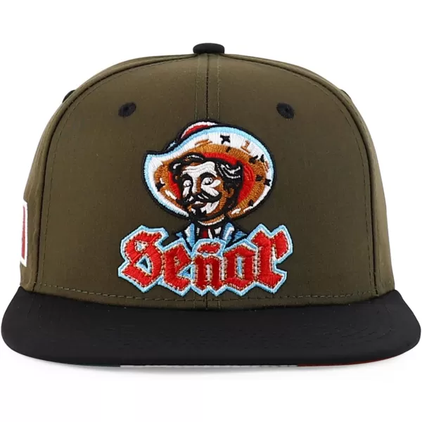 imageTrendy Apparel Shop Senor Embroidered 6 Panel Structured Flatbill Snapback CapOlive Black