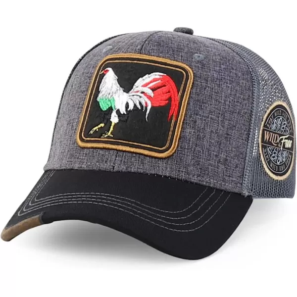imageTrendy Apparel Shop Animal Design Square Embroidered Snapback Trucker CapCharcoal Black 2