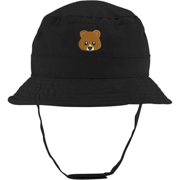 imageTrendy Apparel Shop Cute Bear Face Embroidered Infant Lightweight Bucket Hat with Chin StrapBlack