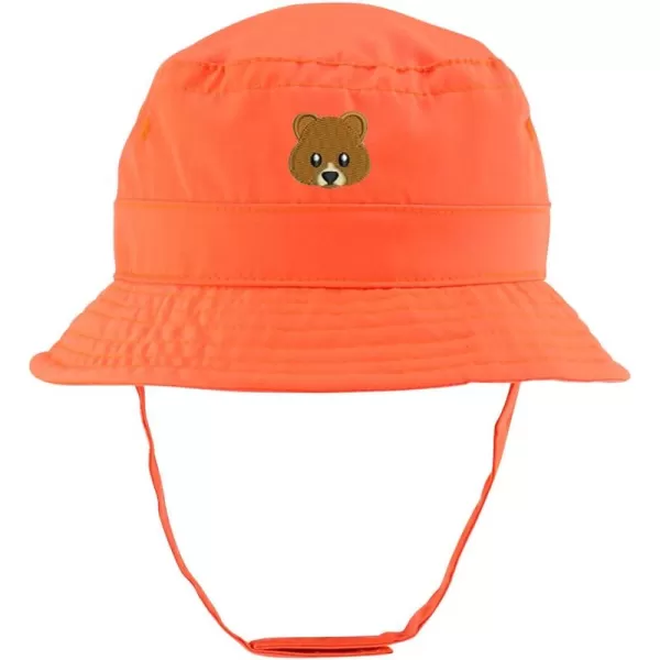 imageTrendy Apparel Shop Cute Bear Face Embroidered Infant Lightweight Bucket Hat with Chin StrapOrange