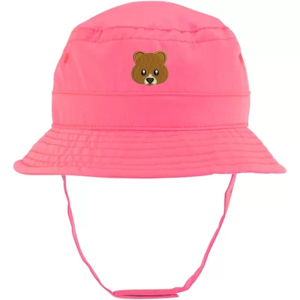 imageTrendy Apparel Shop Cute Bear Face Embroidered Infant Lightweight Bucket Hat with Chin StrapPink