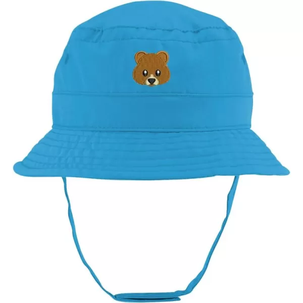 imageTrendy Apparel Shop Cute Bear Face Embroidered Infant Lightweight Bucket Hat with Chin StrapTeal