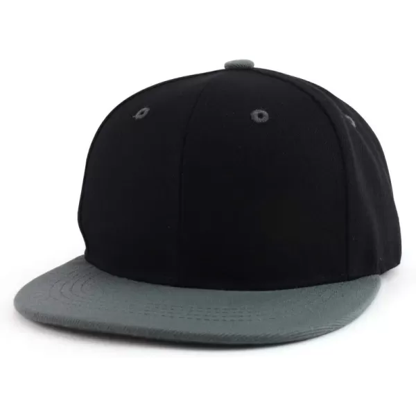 imageTrendy Apparel Shop Infant to Toddler Kids Plain Structured Flatbill Snapback CapBlack Dk Grey