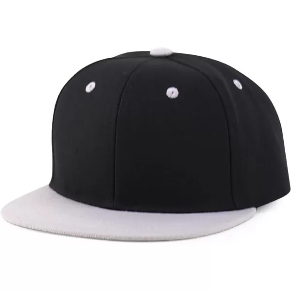imageTrendy Apparel Shop Infant to Youth Plain Structured Flatbill Snapback CapBlack Light Grey