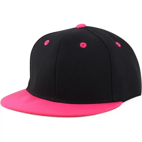 imageTrendy Apparel Shop Infant to Youth Plain Structured Flatbill Snapback CapBlack Pink