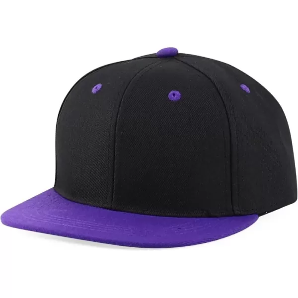 imageTrendy Apparel Shop Infant to Youth Plain Structured Flatbill Snapback CapBlack Purple