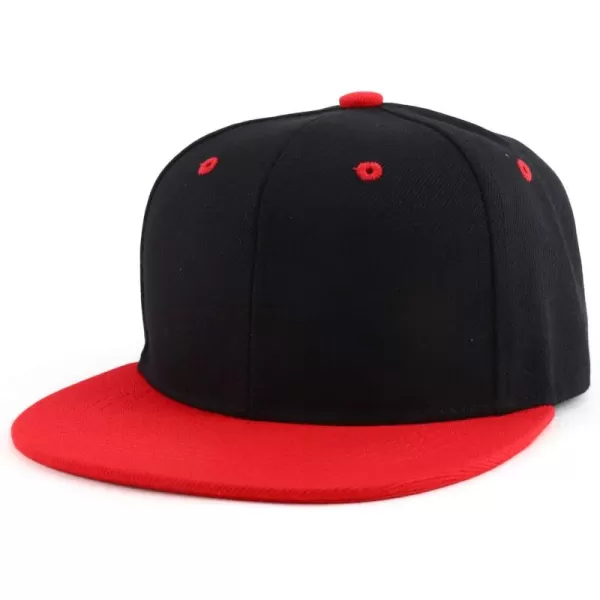 imageTrendy Apparel Shop Infant to Youth Plain Structured Flatbill Snapback CapBlack Red