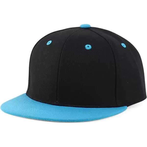 imageTrendy Apparel Shop Infant to Youth Plain Structured Flatbill Snapback CapBlack Teal